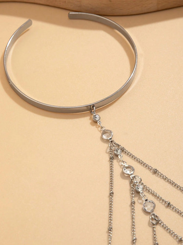 Brazalete Ajustable Con Cadena Plateado 9 Cm 9 Cm