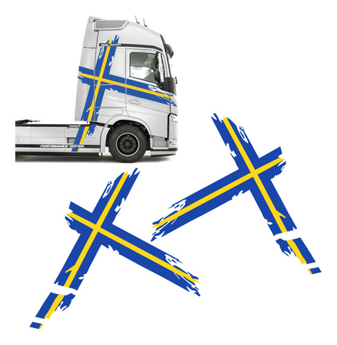 Kit Faixa Caminhão Volvo Suécia Fh Performance Azul/amarelo