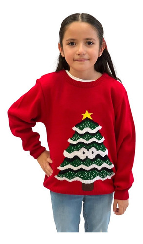 Imagen 2 de 5 de Sueter Navideño / Ugly Sweater Niños Con Arbolito C/ojos