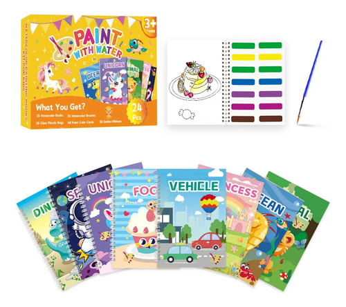 24 Pcs Libro Para Colorear Libreta De Dibujo De Acuarela