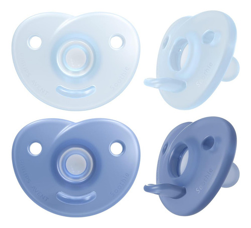 Philips Avent Soothie Heart Pacifier, Azul, 0-3 Meses, 4 Paq