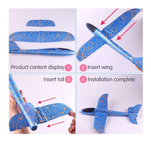 avión Huture 2 aviones de poliestireno de 35 cm para niños juguete para exteriores lanzamiento de vela avión regalo para niños y niñas juguete Glider azul y naranja 