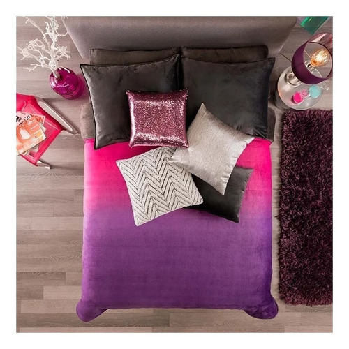 Cobertor Vianney Invernal Quebec king cor rosa com design islandia de 275cm x 230cm