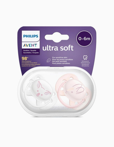 Imagen 2 de 4 de Chupete Avent Ultra Soft Scf222/04 0-6 M X 2unidades