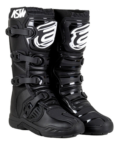 Bota Asw Image Enduro Preto Branco Cross Motocross Trilha