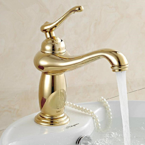 Grifo De Lavabo De De Un Orificio, Giratorio, Lavabo De Oro
