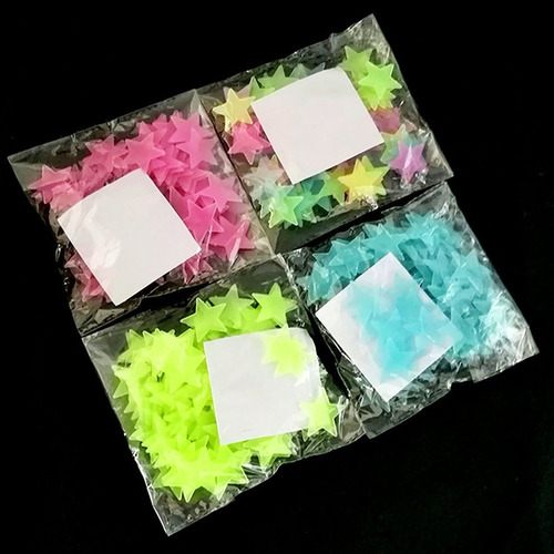 100 Unids/bolsa 3d Estrellas Brillan En La Oscuridad Pegatin