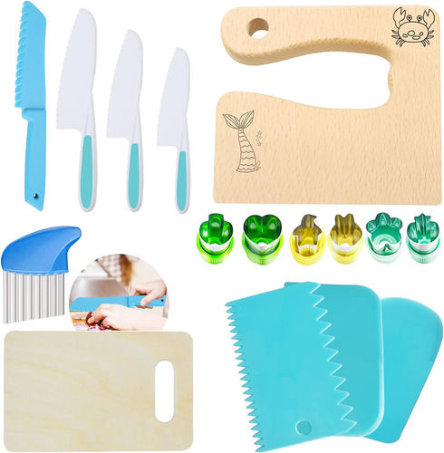 Juego De 16 Cuchillos De Cocina De Madera Para Niños, Juego 