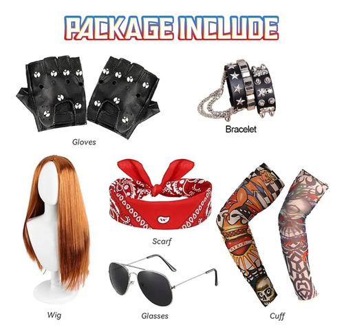 Accesorios Para Disfraz De Rockero De Los 70s 80s 90s Metal