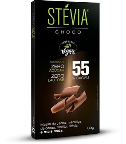 Stevia Choco 55% Cacau 80g Display 6 Unidades