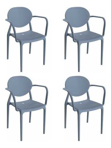 Conjunto 4 Cadeiras Com Braço Slick Grifit Wt