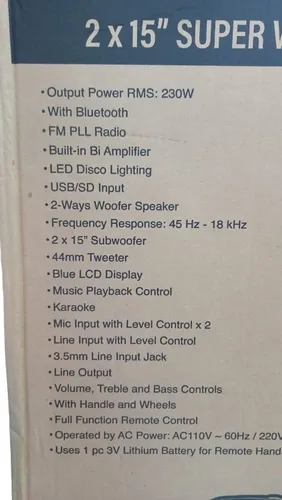 Parlante Sankey 2x15 Con Bluetooth Grande
