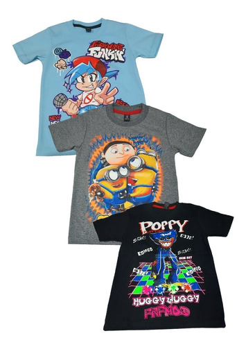 Pack X 3 Remera Manga  Corta De Nene Algodón Niños 