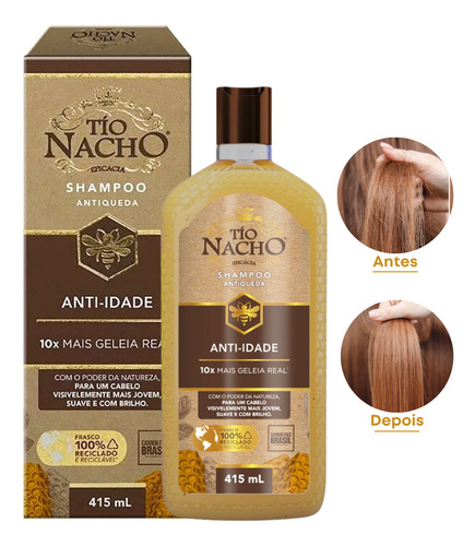 Shampoo Anti-idade Cabelo Finos E Com Queda Tio Nacho 415ml