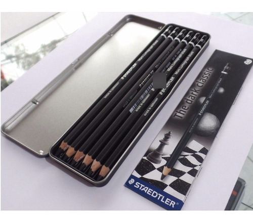 Lapices De Dibujo Staedtler Lumograph Black Estuche Con 6 Pz Color Del Exterior Negro