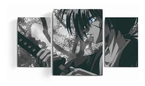 Cuadro Triptico 40x70 Rurouni Kenshin Samurai X Manga Anime