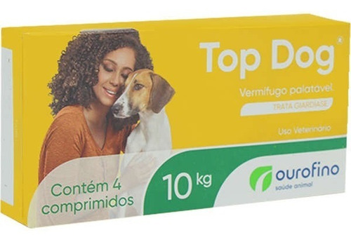Imagem 1 de 2 de Vermífugo Top Dog Ourofino Cães Até 10 Kg Com 4 Comprimidos