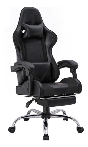 Silla de escritorio Ph Import Premium1 24587-PRE gamer ergonómica  negra con tapizado de cuero sintético