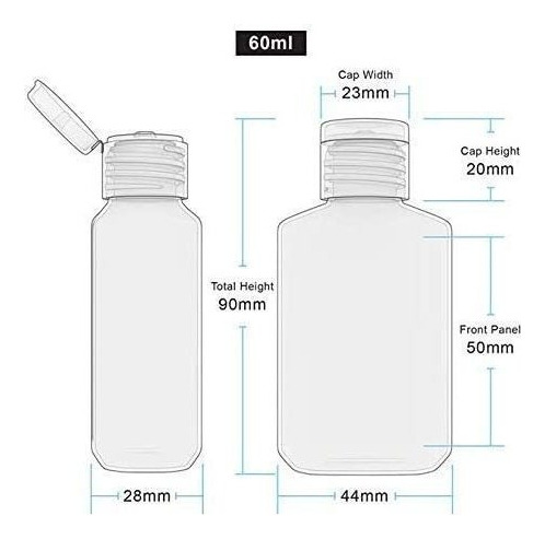 10pcs 60ml Transparente Botellas De Viaje For Champú Loción