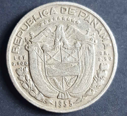 Panama 1/10 De Balboa De 1953 De Plata