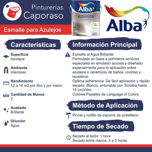 Esmalte Para Azulejos Alba X 4lt - Caporaso