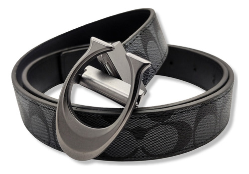 Cinturon Coach Doble Vista Reversible Hombre Mujer Unisex Color Negro Diseño De La Tela Hebilla C Talla M (115cm)