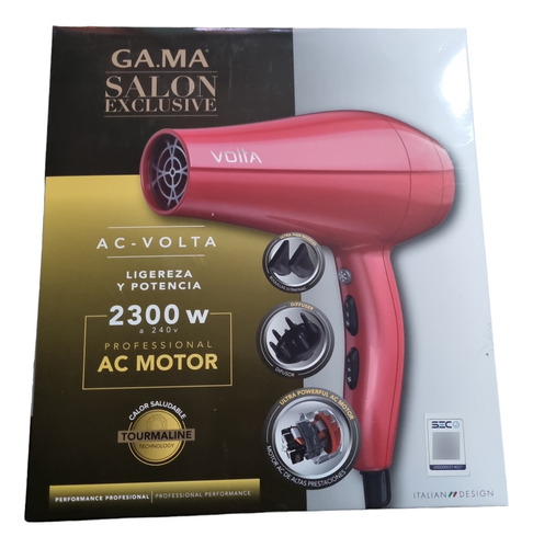 Secador De Pelo Gama Ac-volta 2300w Rojo Tourmaline 