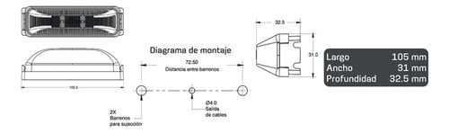 Plafon 12/24v 5 Led Ámbar Neoplan Lateral - Trogrim 4657