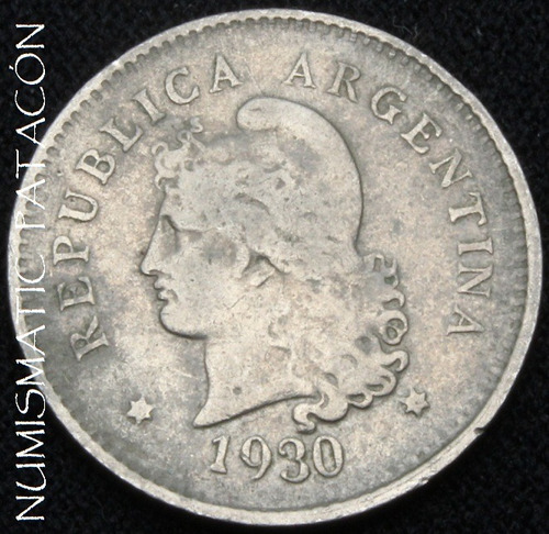 Moneda Argentina 10 Centavos Niquel 1930