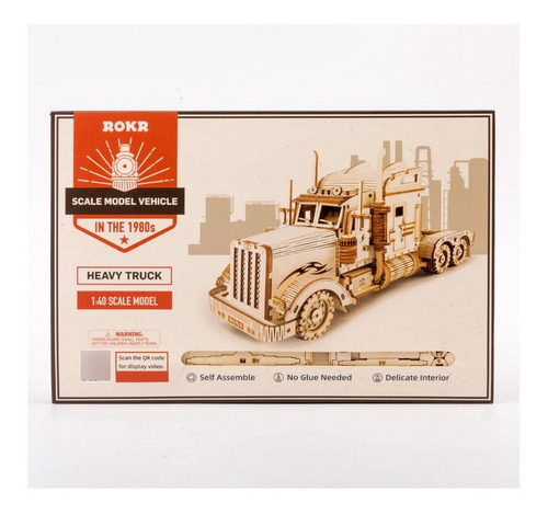 Camión De Carga Robotime Madera Armar Bloques Niños Engranes