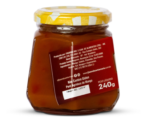 Imagem 3 de 3 de Chutney De Manga 240g Orgânico Nutritivo Acompanhamento