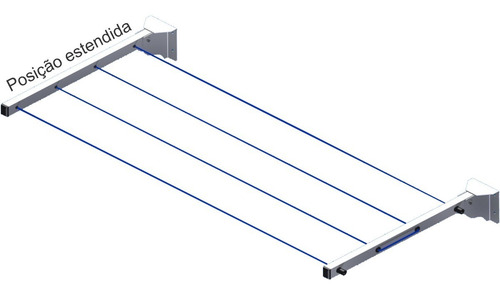 Imagem 2 de 3 de Varal Retratil Parede Basculante P/ Muro P/ Pesado