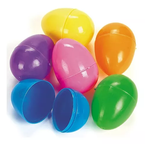 48 Huevos Cascarones Plastico Pascua Colores Diseños Fiesta