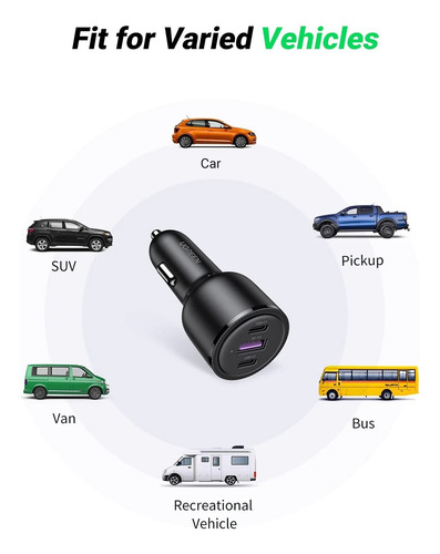 Cargador Carro Usb-c Ugreen 69w 20w Qc 18w Cd239 20467