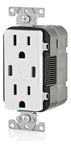 Receptaculo Dual Tipe Ctr Con Usb 15a 125v Decora Blanco Lev