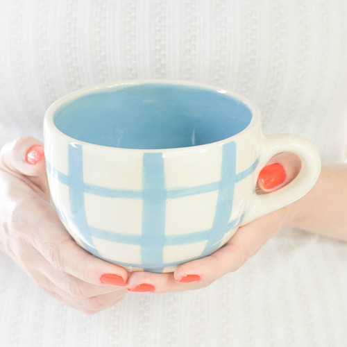 Tazón Taza De Cerámica Cuadrillé