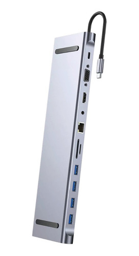 Hub Tipo C - 11 En 1- Hdmi/vga /3.5/3.0/tf/sd/usb-c/pd /rj45