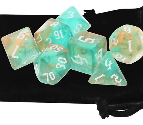 Juego De 7 Dados Poliédricos D4 D6 D8 D10 D12 D20 Para Mtg