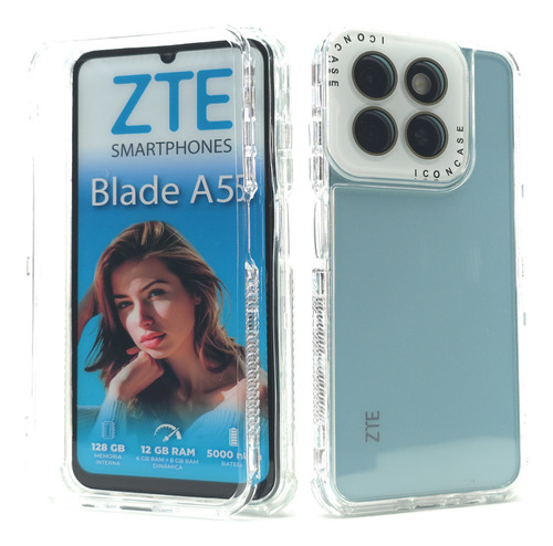 Funda 3 En 1 Para Zte A55 Case Uso Rudo Bumper Protector Rainbow Dream - Clear Zte A55