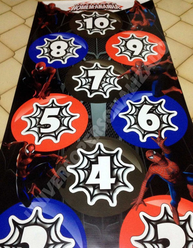 Imagem 4 de 9 de Tapete Lona Ilustrativo Amarelinha Homem Aranha Spiderman