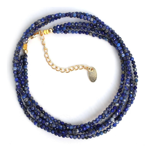 Collar De Lapislázuli Azul Triple Capa Hipoalergénico 18
