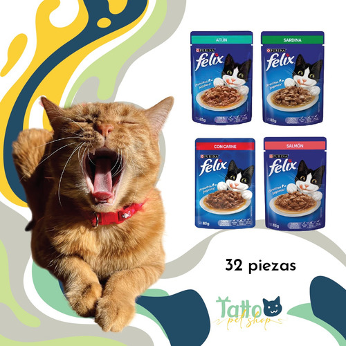 32 Pack Felix Sobre Para Gato Alimento Húmedo