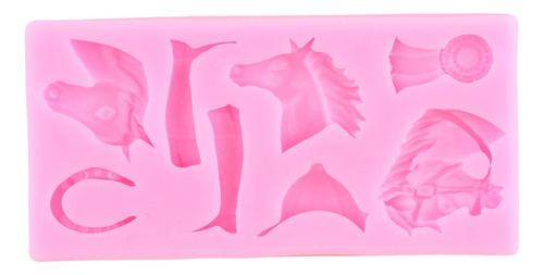 6pcs Molde Silicon Cabeza De Toro Herraduras Caballo Fondant
