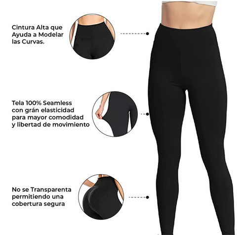 Imagen 3 de 8 de Malla Deportiva Mujer Seamless Sin Costuras Cintura Alta