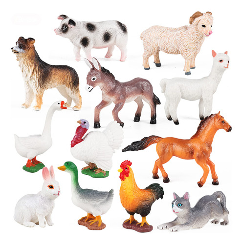 Rcomg 12 Figuras De Juguete De Animales De Granja, Figuras D