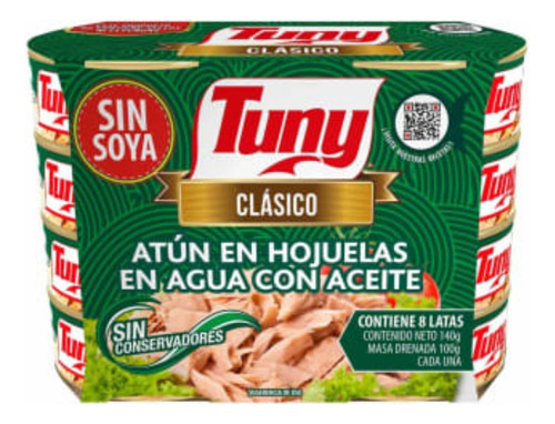 3 Pza Atún En Aceite Tuny Clásico 8 Pzas De 140 G C/u