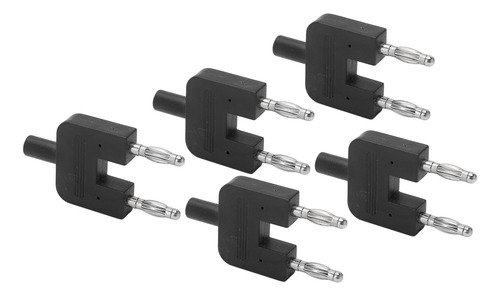 Enchufe Tipo Banana Negro De Doble Punta, 5 Unidades, Doble