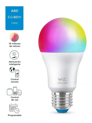 Lampara Led Bulbo Wiz Smart Wifi Rgb 9w E27 Dimerizable