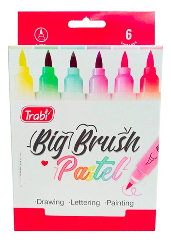 Marcadores Trabi Punta Pincel Big Brush Lettering Pastel X6