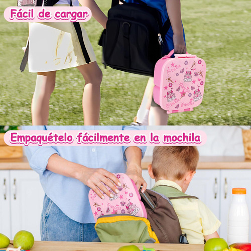 Lonchera Bento Box Para Niños 1400ml 4 Divisiones Portátil